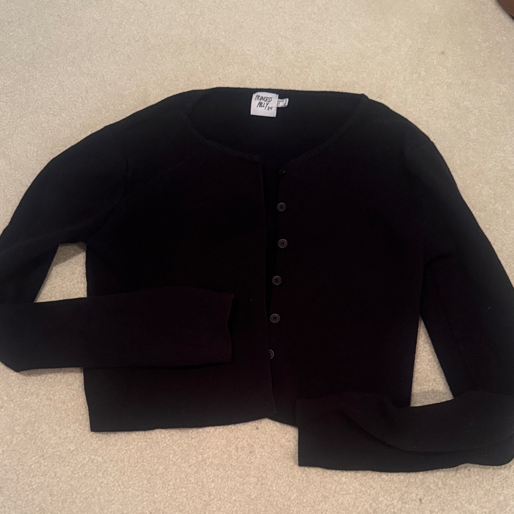 Princess Polly Black Cropped Button Cardigan